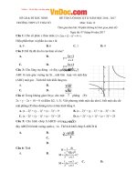 Đề thi học kì 2 môn Toán lớp 12 trường THPT Lý Thái Tổ, Bắc Ninh năm học 2016  2017 