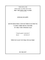 Quyền khai thác lâm sản theo luật bảo vệ và phát triển rừng năm 2004 từ thực tiễn tỉnh bắc kạn (tóm tắt)
