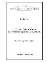 TIỀM NĂNG VÀ ĐỊNH HƯỚNG PHÁT TRIỂN DU LỊCH Ở QUẬN 9 (TP.HCM)