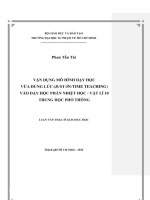 VẬN DỤNG MÔ HÌNH DẠY HỌC VỪA ĐÚNG LÚC (JUST-IN-TIME TEACHING) VÀO DẠY HỌC PHẦN NHIỆT HỌC - VẬT LÍ 10 TRUNG HỌC PHỔ THÔNG
