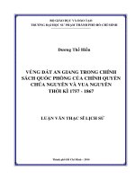 VÙNG ĐẤT AN GIANG TRONG CHÍNH SÁCH QUỐC PHÒNG CỦA CHÍNH QUYỀN CHÚA NGUYỄN VÀ VUA NGUYỄN THỜI KÌ 1757 - 1867