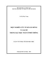 MỘT NGHIÊN CỨU VỀ SỐ GẦN ĐÚNG VÀ SAI SỐ TRONG DẠY HỌC TOÁN Ở PHỔ THÔNG