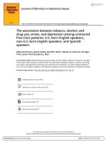 The association between tobacco, alcohol, and drug use, stress, and depression among uninsured free clinic patients US born english speakers, non US born english speakers, and spanish speake 