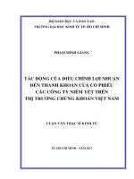 Tác động của điều chỉnh lợi nhuận đến thanh khoản của cổ phiếu các công ty niêm yết trên thị trường chứng khoán việt nam 