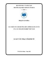 Các nhân tố ảnh hưởng đến chính sách cổ tức của các doanh nghiệp việt na 