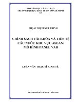 Chính sách tài khóa và tiền tệ các nước khu vực asean mô hình panel var 
