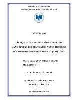Tác động của chương trình marketing mang tính xã hội đến thái độ người tiêu dùng đối với hình ảnh doanh nghiệp tại việt nam 