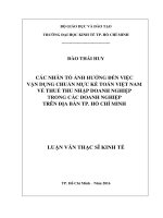 Các nhân tố ảnh hưởng đến việc vận dụng chuẩn mực kế toán việt nam về thuế thu nhập doanh nghiệp trong các doanh nghiệp trên địa bàn TP  hồ chí minh 