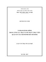 Vi phạm hành chính trong lĩnh vực trật tự đô thị từ thực tiễn quận gò vấp, thành phố hồ chí minh