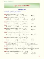 Câu hỏi trắc nghiệm môn Toán lớp 12: Cực trị của hàm số 