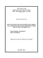 Bảo vệ quyền lợi người tiêu dùng trong các giao dịch có sử dụng hợp đồng theo mẫu ở việt nam hiện nay (tóm tắt)