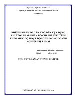 Những nhân tố cản trở đến vận dụng phương pháp phân bổ chí phí ước tính theo mức độ hoạt động vào các doanh nghiệp việt nam (tt) 