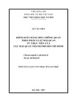 Kiểm soát hàng hóa thông quan theo pháp luật hải quan từ thực tiễn của cục hải quan thành phố hồ chí minh (tt) 