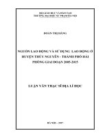 Nguồn lao động và sử dụng lao động ở huyện thủy nguyên   thành phố hải phòng giai đoạn 2005 2015 