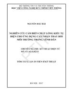 Nghiên cứu cảm biến chất lỏng kiểu tụ điện cho ứng dụng cảm nhận thay đổi môi trường trong kênh dẫn (tt)