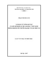 Vận dụng tư tưởng quân sự của hồ chí minh vào việc giáo dục ý thức quốc phòng cho sinh viên trường đại học tây bắc hiện nay 