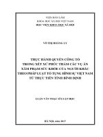 Thực hành quyền công tố trong xét xử phúc thẩm các vụ án về xâm phạm sức khỏe của người khác theo pháp luật tố tụng hình sự Việt Nam từ thực tiễn tỉnh Bình Định
