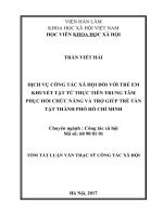 Dịch vụ công tác xã hội đối với trẻ em khuyết tật từ thực tiễn trung tâm phục hồi chức năng và trợ giúp trẻ tàn tật thành phố hồ chí minh (tóm tắt)