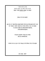 Quản lý trường hợp đối với người khuyết tật từ thực tiễn trung tâm công tác xã hội và bảo trợ xã hội bình định, tỉnh bình định (tóm tắt)