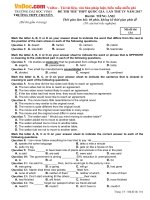 Đề thi thử THPT Quốc gia năm 2017 môn Tiếng Anh trường THPT Chuyên Đại học Vinh (Lần 4) 