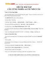 120 câu bài tập về câu cùng nghĩa và câu nối hai câu 