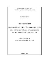 Ấn độ trong sáng tác của hồ anh thái qua tiếng thở dài qua rừng kim tước va đức phật, nàng savitri và tôi