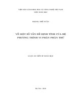 Về một số vấn đề định tính của hệ phương trình vi phân phân thứ 