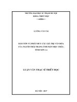 Bảo tồn và phát huy các giá trị văn hoá của người thái trắng ở huyện mộc châu, tỉnh sơn la 