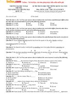 Đề thi thử THPT Quốc gia năm 2017 môn Tiếng Anh trường Đại học Ngoại Thương, Hà Nội có đáp án (Lần 6) 