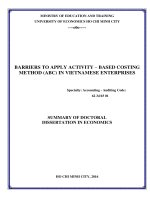 Những nhân tố cản trở đến vận dụng phương pháp phân bổ chí phí ước tính theo mức độ hoạt động vào các doanh nghiệp việt nam (tt) 
