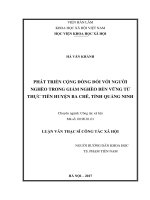 Phát triển cộng đồng đối với người nghèo trong giảm nghèo bền vững từ thực tiễn huyện ba chẽ, tỉnh quảng ninh
