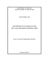 Bảo tồn di sản văn hoá quan họ dựa vào cộng đồng ở tỉnh bắc ninh 