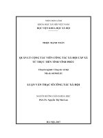 Quản lý cộng tác viên công tác xã hội cấp xã từ thực tiễn tỉnh Vĩnh Phúc