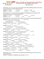 Đề thi thử THPT Quốc gia môn tiếng Anh năm 2017 trường THPT Hải Lăng, Quảng Trị có đáp án 