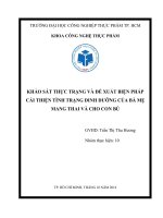 KHẢO SÁT THỰC TRẠNG VÀ ĐỀ XUẤT BIỆN PHÁP CẢI THIỆN TÌNH TRẠNG DINH DƯỠNG CỦA BÀ MẸ MANG THAI VÀ CHO CON BÚ