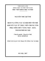 Dịch vụ công tác xã hội đối với trẻ khuyết tật từ thực tiễn trung tâm phục hồi chức năng việt – hàn, thành phố hà nội (tt)