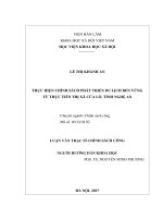 Thực hiện chính sách phát triển du lịch bền vững từ thực tiễn thị xã cửa lò, nghệ an 