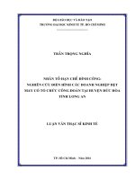 Nhân tố hạn chế đình công  nghiên cứu điển hình các doanh nghiệp dệt may có tổ chức công đoàn tại huyện đức hòa tỉnh long an 