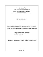 Thực hiện chính sách phát triển du lịch bền vững từ thực tiễn thị xã cửa lò, nghệ an (tt) 