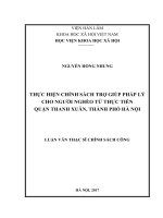 THỰC HIỆN CHÍNH SÁCH TRỢ GIÚP PHÁP LÝ CHO NGƢỜI NGHÈO TỪ THỰC TIỄN QUẬN THANH XUÂN, THÀNH PHỐ HÀ NỘI