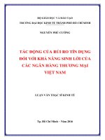 Tác động của rủi ro tín dụng đối với khả năng sinh lời của các ngân hàng thương mại việt nam 