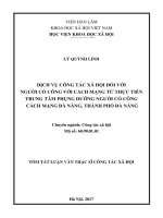Dịch vụ công tác xã hội đối với người có công với cách mạng từ thực tiễn trung tâm phụng dưỡng người có công với cách mạng đà nẵng, thành phố đà nẵng (tt)