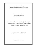 Lợi thế và thách thức hậu sáp nhập đối với ngân hàng thương mại cổ phần đầu tư và phát triển việt nam 