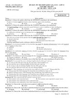 Đề thi thử THPT Quốc gia năm 2017 môn Tiếng Anh trường THPT Yên Lạc, Vĩnh Phúc có đáp án 