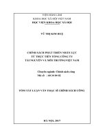 Chính sách phát triển nhân lực từ thực tiễn tổng công ty tài nguyên và môi trường việt nam (tt) 
