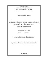 QUẢN TRỊ CÔNG TY TRÁCH NHIỆM HỮU HẠN MỘT THÀNH VIÊN THEO LUẬT DOANH NGHIỆP 2014
