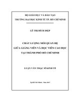Chất lượng mối quan hệ giữa giảng viên và học viên cao học tại thành phố hồ chí minh 
