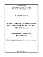 Quản lý công tác xã hội đối với trẻ em có hoàn cảnh đặc biệt từ thực tiễn tỉnh gia lai (tt) 