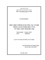 Thực hiện chính sách công tác xã hội trong giảm nghèo bền vững từ thực tiễn tỉnh bến tre 