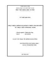 Thực hiện chính sách phát triển thanh niên từ thực tiễn tỉnh bắc ninh